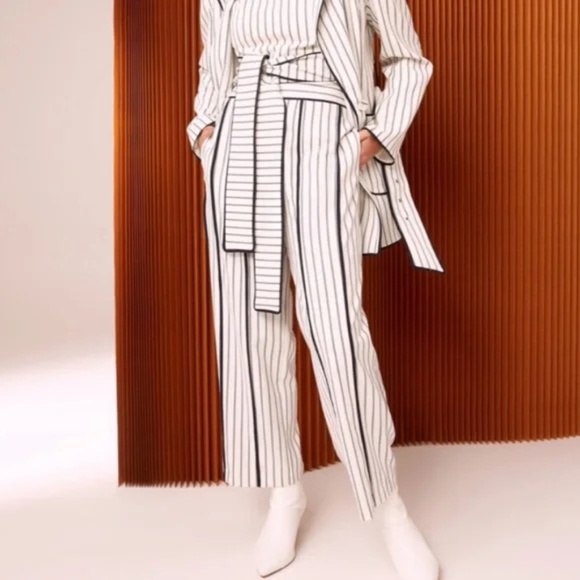 C/MEO COLLECTIVE Effigurate Pin Stripe Set Ivory/Navy XS - Picture 4 of 15